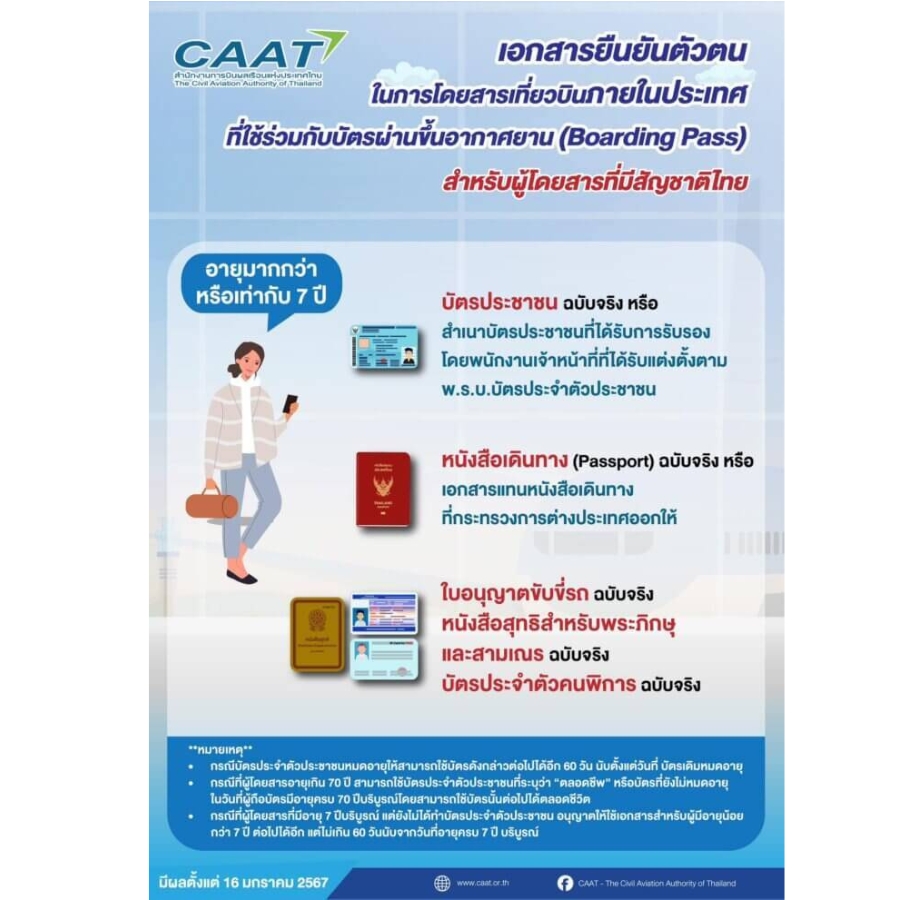 กพท. ปรับเกณฑ์ใหม่ตรวจบัตรโดยสารก่อนขึ้นเครื่อง เริ่ม 16 มกราคมนี้